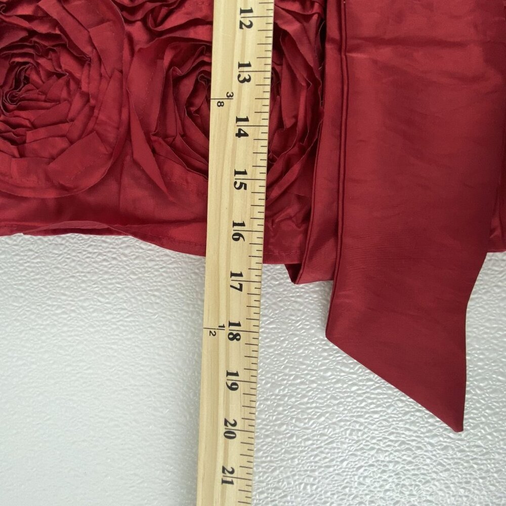 Red Satin Feminine Festive Preppy Fairy Tulle Lined Floral Applique Mini Skirt M - Picture 8 of 14